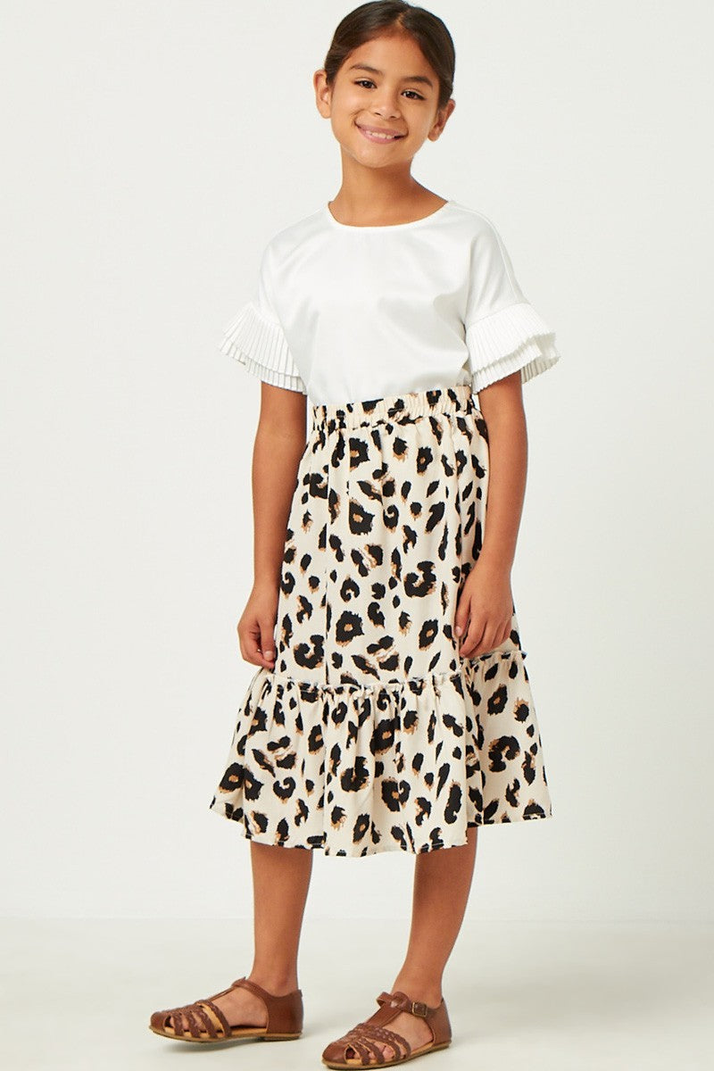 Hayden Girl Tiered Elastic Waist Leopard Skirt
