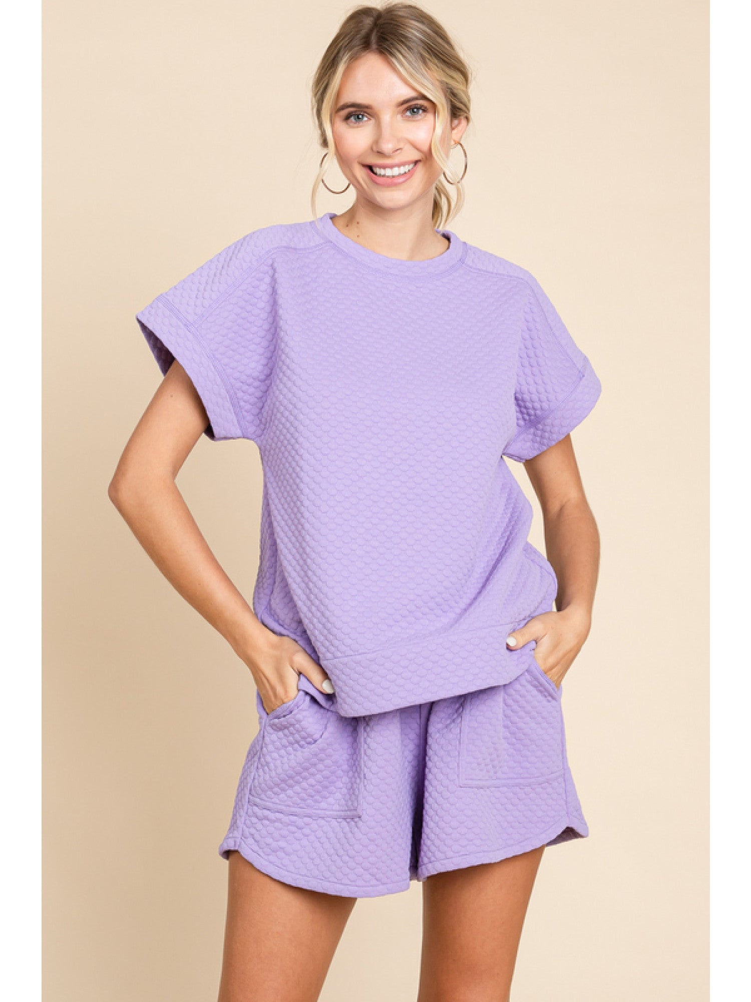 Simple Textured Top in Lavender