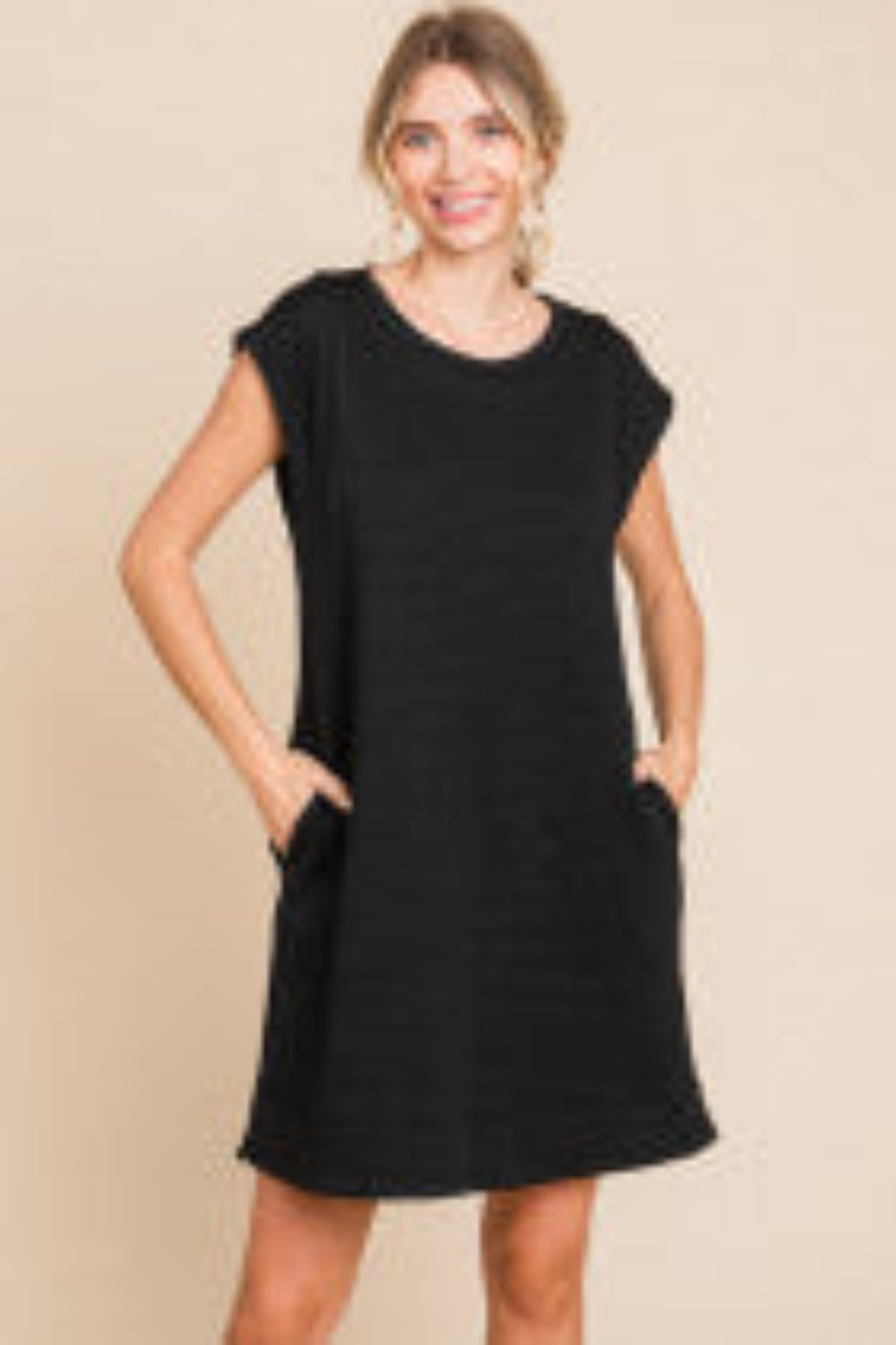 Black Textured Dress in Curzy
