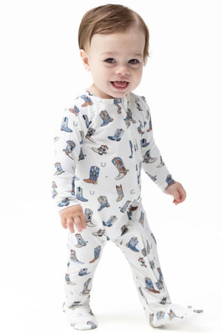 Infants: Angel Dear Buckaroo Boots 2 Way Zipper Footie