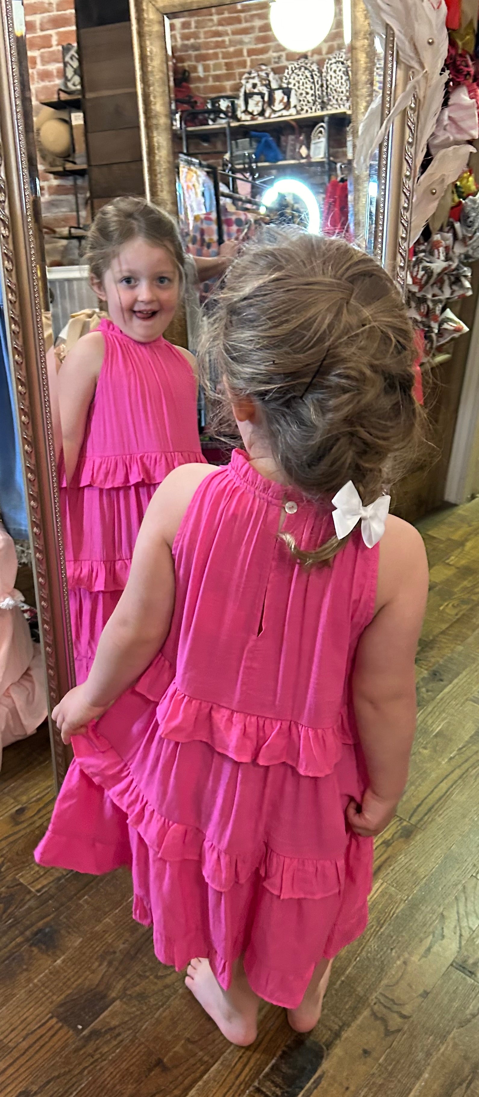 Perfectly Pink Ruffle Girls Dress