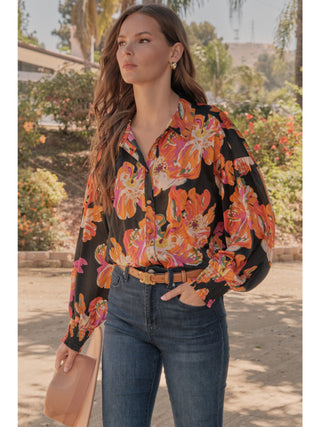 Delilah Satin Flower Top