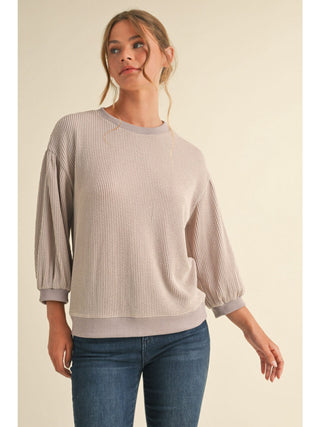 Ruby Ribbed Quarter Sleeve Top