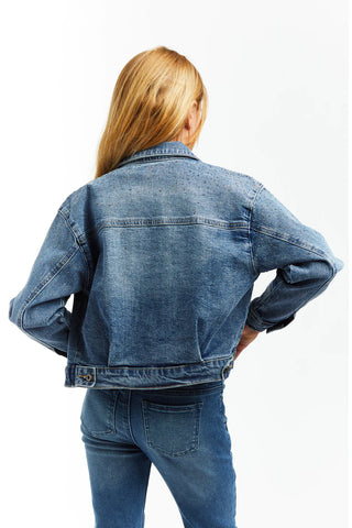 Tractr Ombre Stud Patch Trucker Girls Jacket