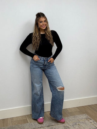 Judy Blue Rising Star Wide Leg Jeans