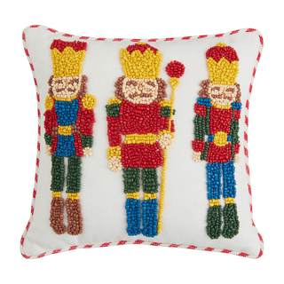 MudPie Mini Nutcracker Christmas Beaded Pillow