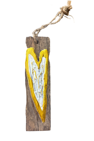 Hand painted heart on wooden base