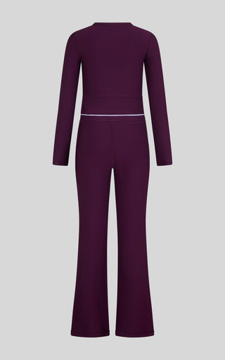 Tweens: Black Cherry Crossover Long Sleeve and Flare Set with Piping