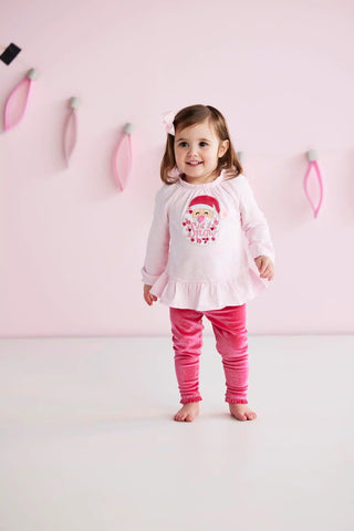 Mud Pie Pink Santa Toddler Tunic Set