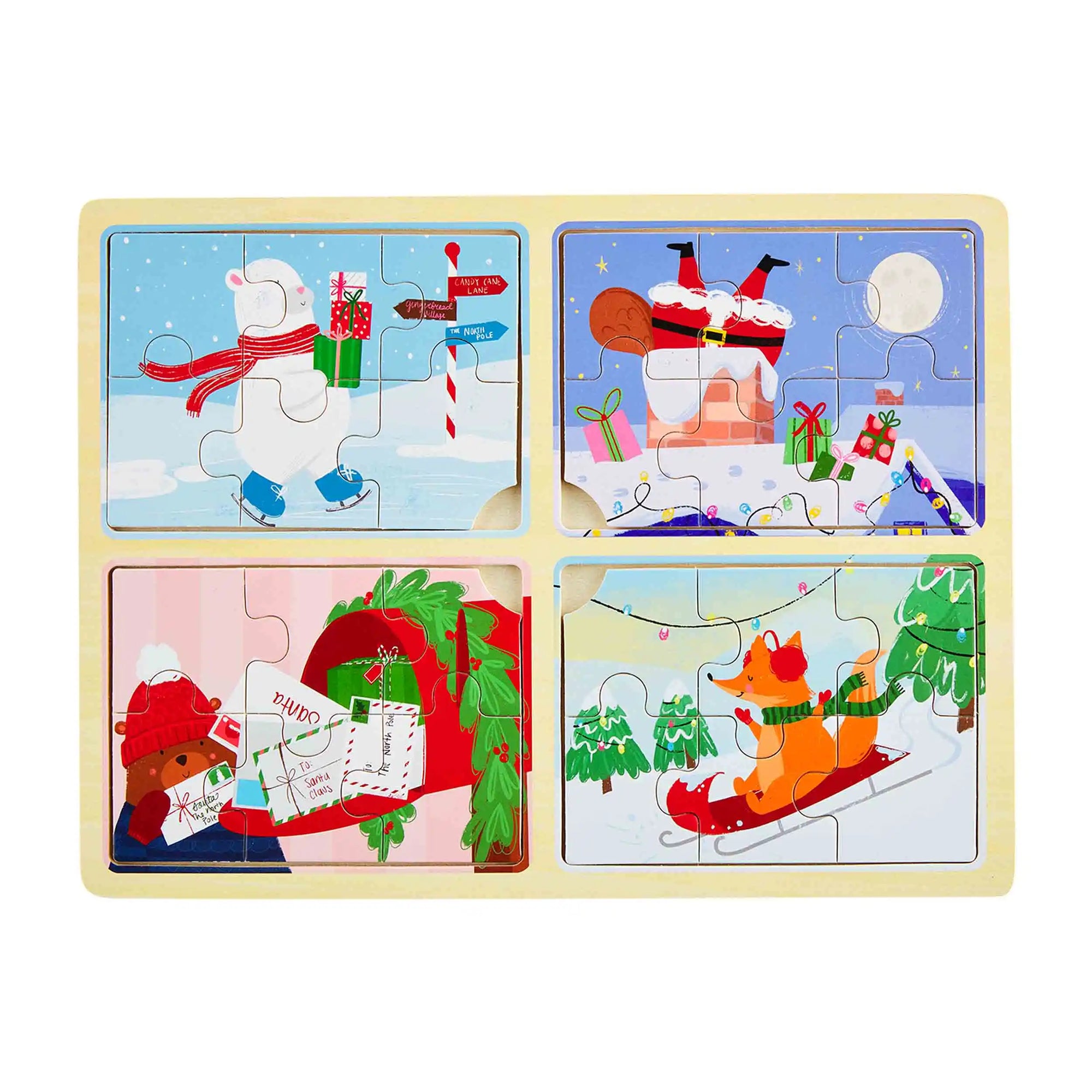 Mud Pie Merry Mischief 4 in 1 Puzzle Set