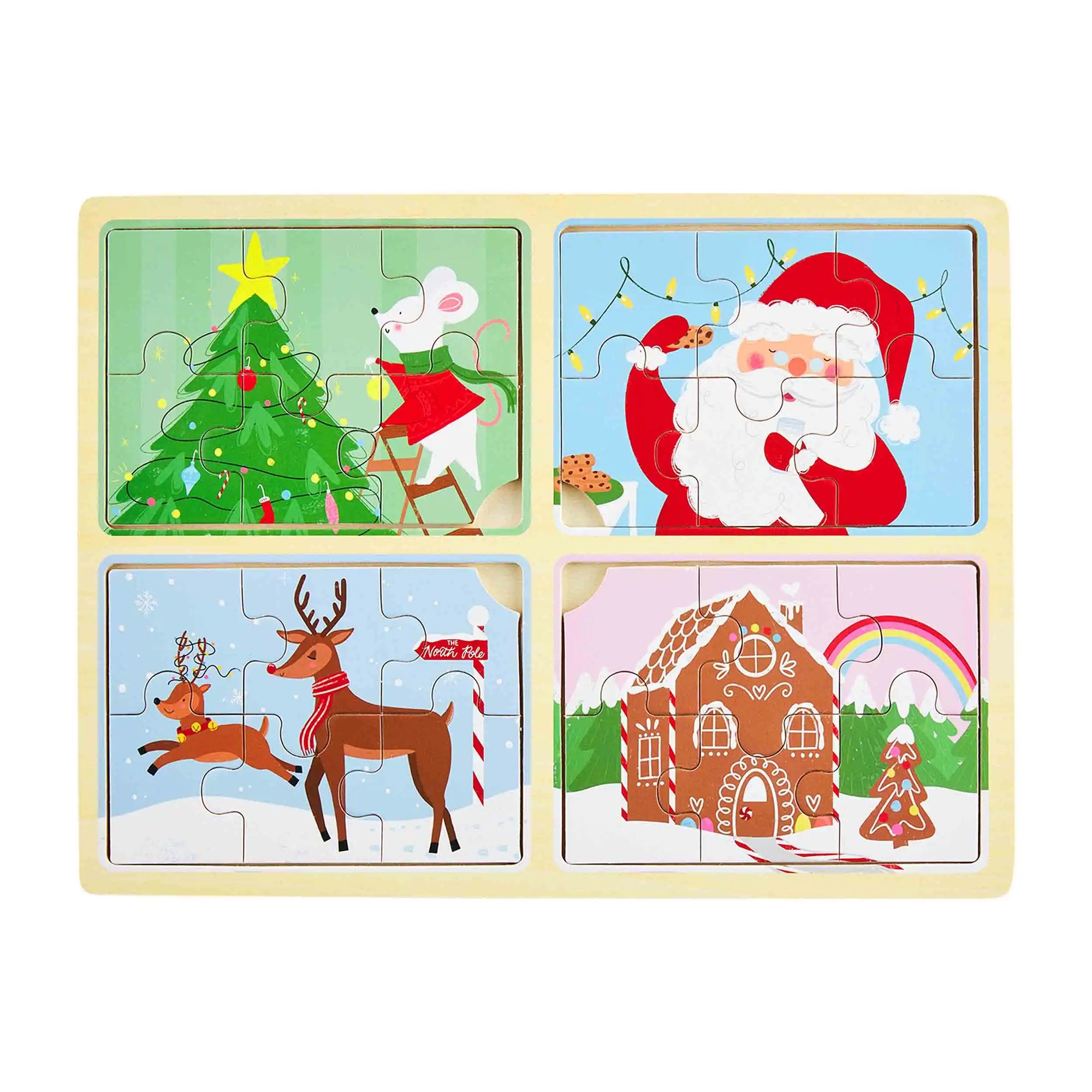 Mud Pie Christmas 4-in-1 Puzzle Set