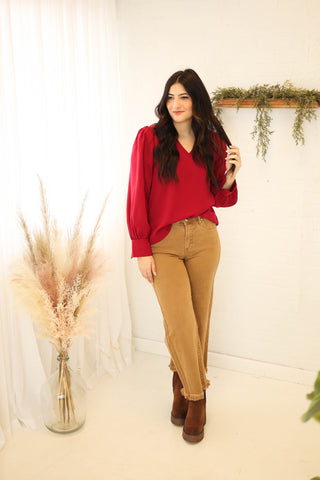 Risen Mocha High Rise Crop Wide Leg Jeans