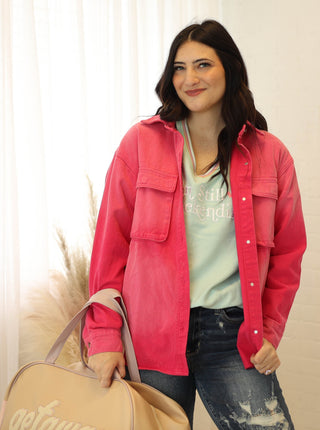 Carissa Ombre Pink Denim Shacket