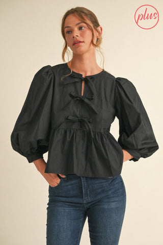 Peplum Baby Doll Blouse - Curvy