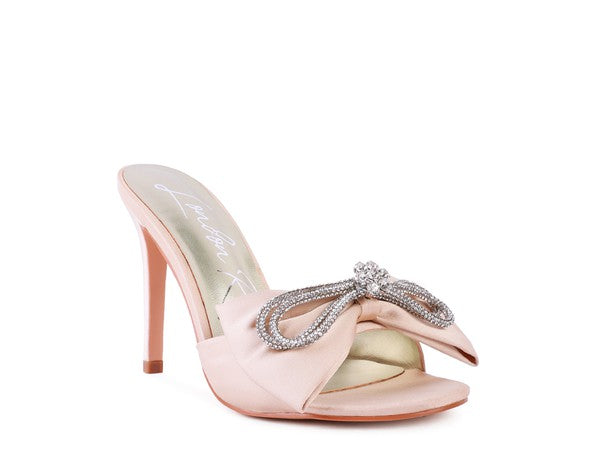 BRAG IN Crystal Bow Satin High Heeled Sandals- Online Only