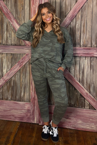 Mud Pie Laurie Top in Green Camo
