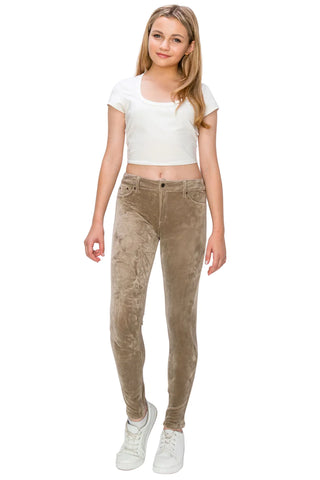 Tractr Diane’s Velvet Basic Skinny in Greige