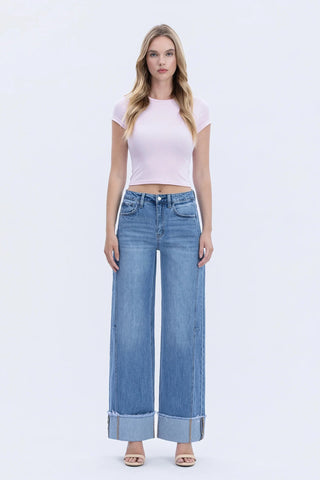 Vervet by Flying Monkey Adore You High Rise Cuffed Wide Jeans