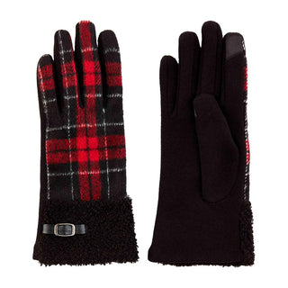 Tartan Boucle Gloves by Mud Pie in Red