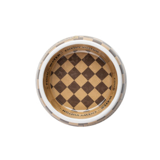 Tan Checker Chewy Vuiton Bowl - 3 Sizes!! Dog Bowls: Large