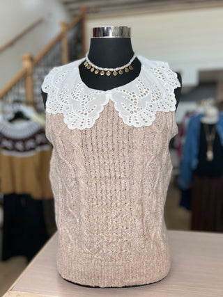 Taupe sweater vest front view