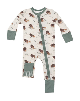 Angel Dear 2 Way Zipper Romper - Bison Family