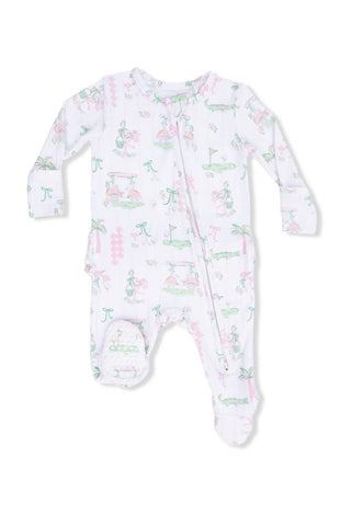 Baby onesie with a pattern on a white background