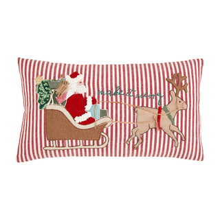 Sleigh Embroidered Pillow by Mud Pie