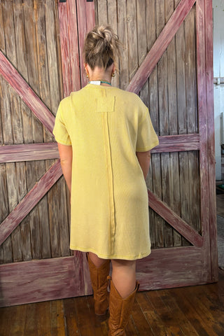 Honey Butter Ribbed Dress back view