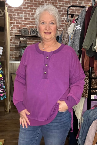 Warm And Cozy Longsleeve Top In Purple