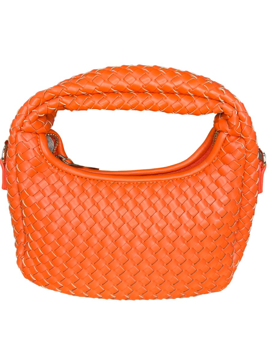 Carlie Woven Vegan Leather Hobo Handbag