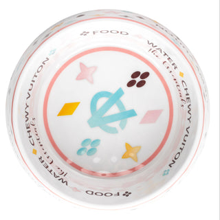 White Chewy Vuiton Dog Bowl - 3 Sizes!! Dog Food Bowl: Medium