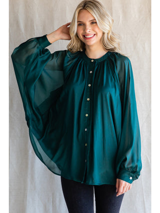 Emerald Breeze Dolman Blouse