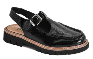 Corky’s Hey Girl Make The Cut Slingback Loafer Sandal in Black Patent