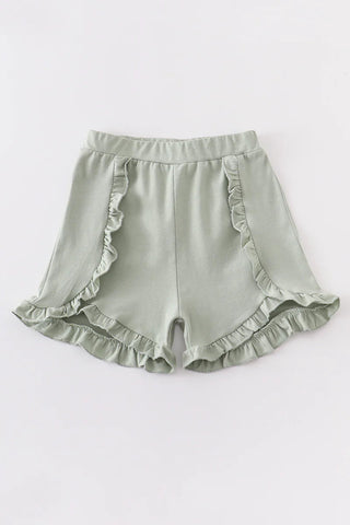 Light Green Ruffled Shorts