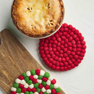MUD PIE RED POM TRIVET