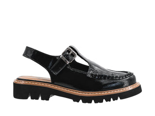 Corky’s Hey Girl Make The Cut Slingback Loafer Sandal in Black Patent