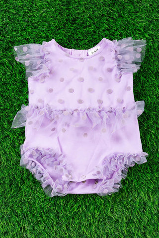 Purple Polka Dot Onesie with Ruffles