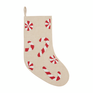 Mud Pie Candy Beaded Christmas Stocking