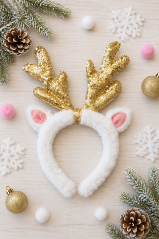 White antlers headband.