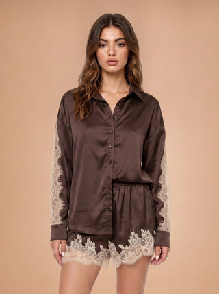 front of view of women wearing short set.