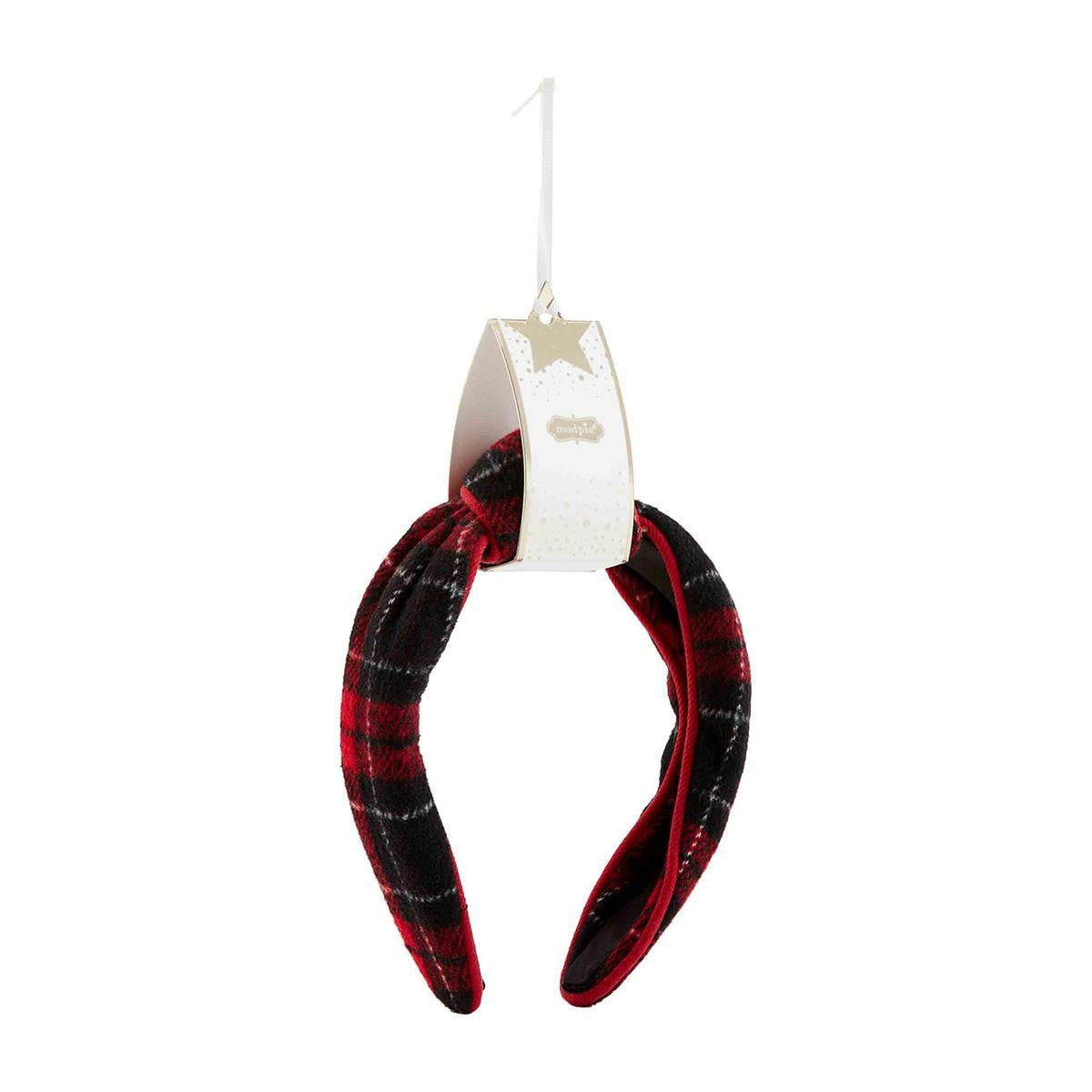 Mud Pie Plaid Headband in Red