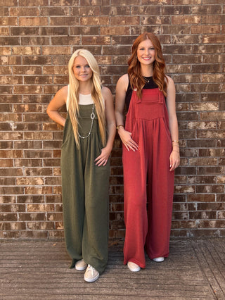 Oaklee Olive Boho Overalls