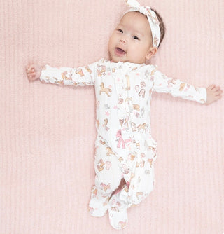 Infant: Angel Dear 2 Way Ruffle Front Zipper Footie Cowgirl Nursery