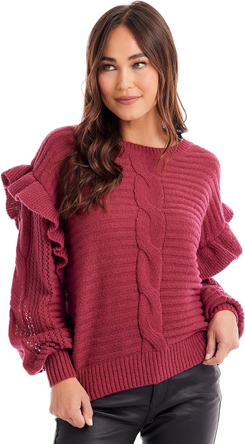 Willow Ruffle Sweater in Mulberry