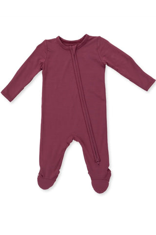 Infants: Angel Dear Solid Oxblood Red 2 Way Zipper Footie