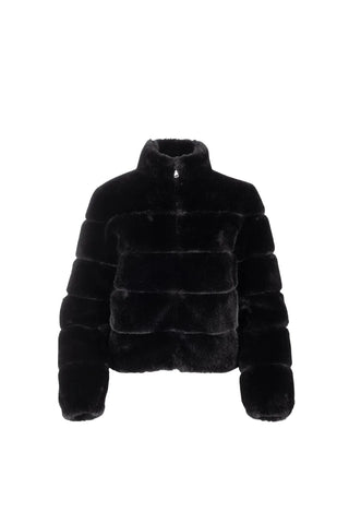 Tractr Teddy Fur Puffer in Black