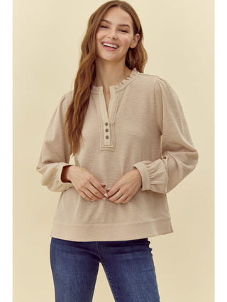 Avery Taupe Long Sleeve Top