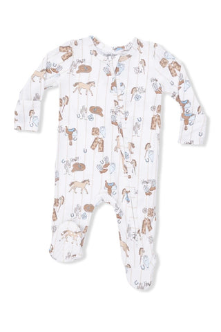 Infant: Angel Dear 2 Way Zipper Footie Cowboy Nursery