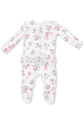Infant: Angel Dear 2 Way Ruffle Front Zipper Footie Cowgirl Nursery